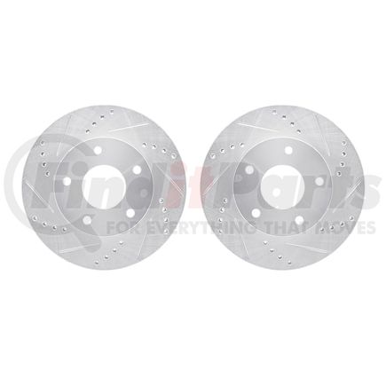 7002-48014 by DYNAMIC FRICTION COMPANY - Brake Rotors - Drilled & Slotted - Silver