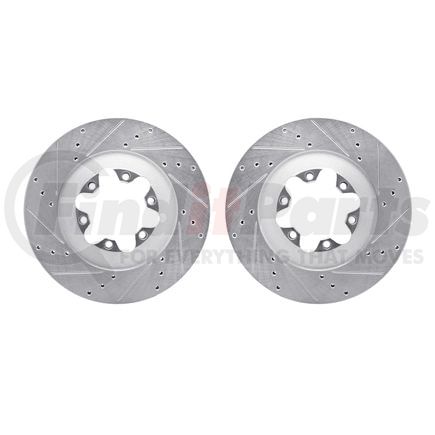 7002-48033 by DYNAMIC FRICTION COMPANY - Brake Rotors - Drilled & Slotted - Silver