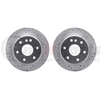 7002-48055 by DYNAMIC FRICTION COMPANY - Brake Rotors - Drilled & Slotted - Silver