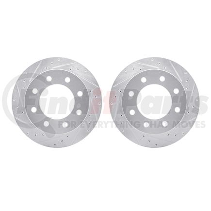 7002-48058 by DYNAMIC FRICTION COMPANY - Brake Rotors - Drilled & Slotted - Silver