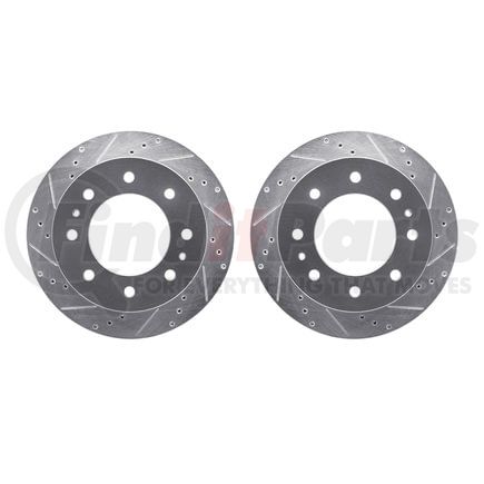 7002-48069 by DYNAMIC FRICTION COMPANY - Brake Rotors - Drilled & Slotted - Silver