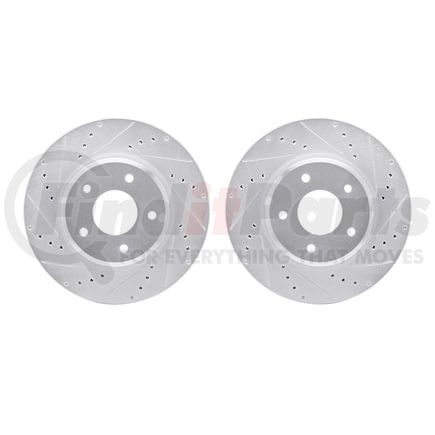 7002-52011 by DYNAMIC FRICTION COMPANY - Brake Rotors - Drilled & Slotted - Silver