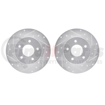 7002-52014 by DYNAMIC FRICTION COMPANY - Brake Rotors - Drilled & Slotted - Silver