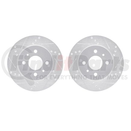 7002-53003 by DYNAMIC FRICTION COMPANY - Brake Rotors - Drilled & Slotted - Silver