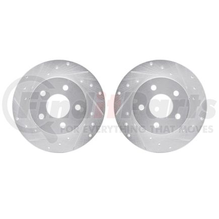 7002-53005 by DYNAMIC FRICTION COMPANY - Brake Rotors - Drilled & Slotted - Silver