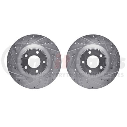 7002-54051 by DYNAMIC FRICTION COMPANY - Brake Rotors - Drilled & Slotted - Silver