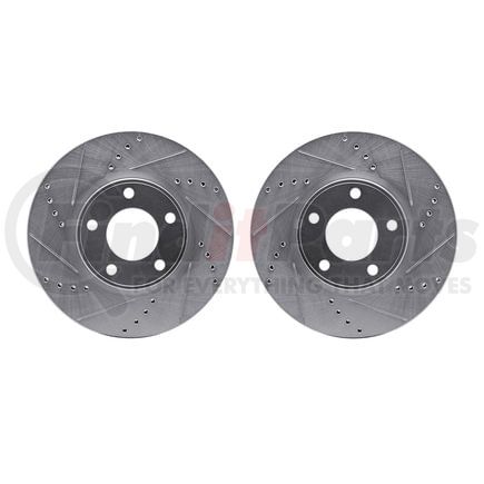 7002-54052 by DYNAMIC FRICTION COMPANY - Brake Rotors - Drilled & Slotted - Silver