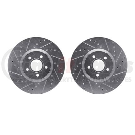 7002-54058 by DYNAMIC FRICTION COMPANY - Brake Rotors - Drilled & Slotted - Silver