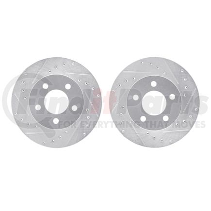 7002-54073 by DYNAMIC FRICTION COMPANY - Brake Rotors - Drilled & Slotted - Silver