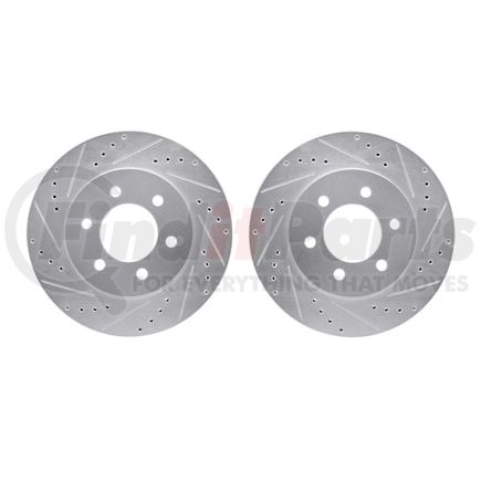 7002-54069 by DYNAMIC FRICTION COMPANY - Brake Rotors - Drilled & Slotted - Silver