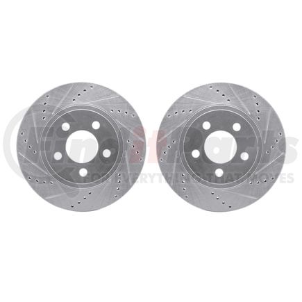 7002-54075 by DYNAMIC FRICTION COMPANY - Brake Rotors - Drilled & Slotted - Silver