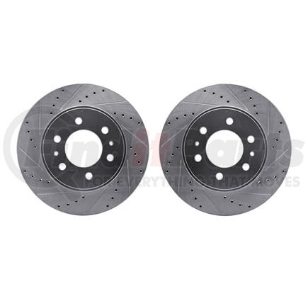 7002-54091 by DYNAMIC FRICTION COMPANY - Brake Rotors - Drilled & Slotted - Silver