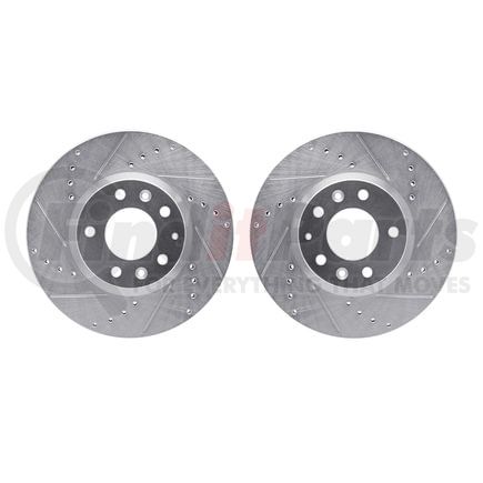 7002-54141 by DYNAMIC FRICTION COMPANY - Brake Rotors - Drilled & Slotted - Silver