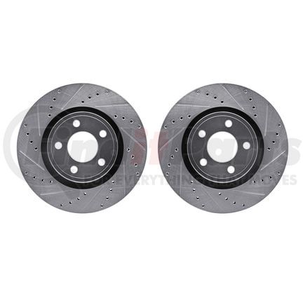 7002-54159 by DYNAMIC FRICTION COMPANY - Brake Rotors - Drilled & Slotted - Silver