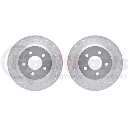 7002-54197 by DYNAMIC FRICTION COMPANY - Brake Rotors - Drilled & Slotted - Silver