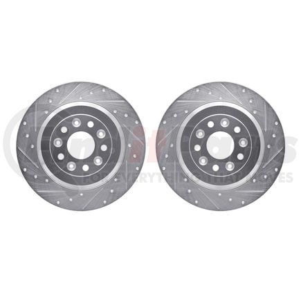 7002-54198 by DYNAMIC FRICTION COMPANY - Brake Rotors - Drilled & Slotted - Silver