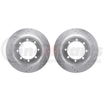 7002-54193 by DYNAMIC FRICTION COMPANY - Brake Rotors - Drilled & Slotted - Silver