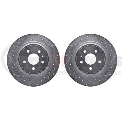 7002-54200 by DYNAMIC FRICTION COMPANY - Brake Rotors - Drilled & Slotted - Silver