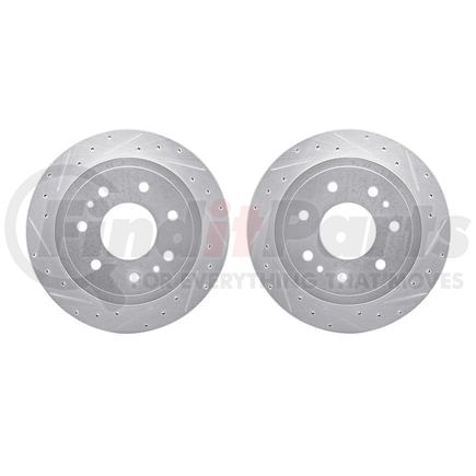 7002-54216 by DYNAMIC FRICTION COMPANY - Brake Rotors - Drilled & Slotted - Silver