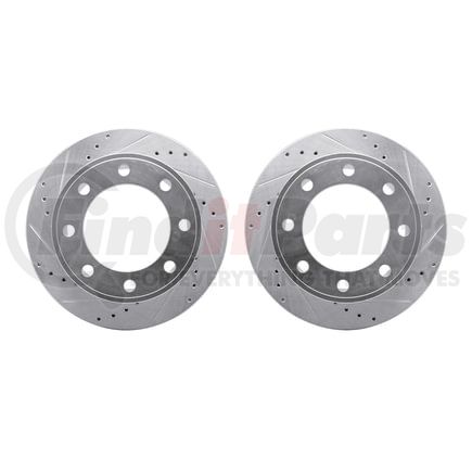 7002-54220 by DYNAMIC FRICTION COMPANY - Brake Rotors - Drilled & Slotted - Silver