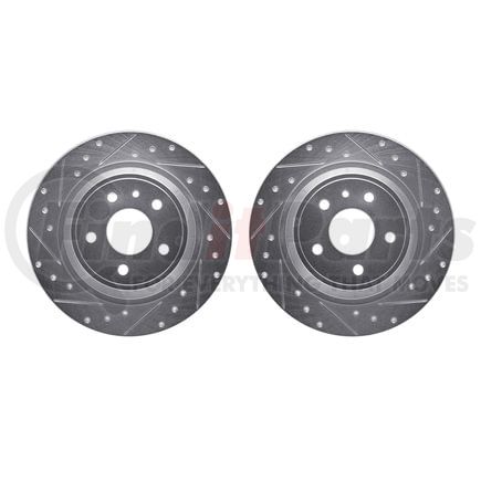 7002-54233 by DYNAMIC FRICTION COMPANY - Brake Rotors - Drilled & Slotted - Silver