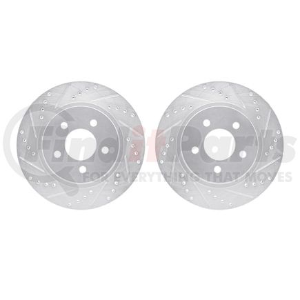 7002-54240 by DYNAMIC FRICTION COMPANY - Brake Rotors - Drilled & Slotted - Silver