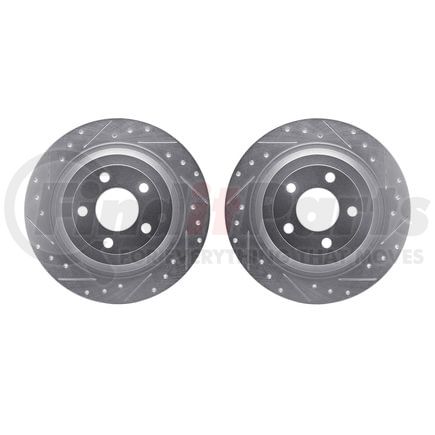 7002-54242 by DYNAMIC FRICTION COMPANY - Brake Rotors - Drilled & Slotted - Silver