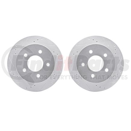 7002-55007 by DYNAMIC FRICTION COMPANY - Brake Rotors - Drilled & Slotted - Silver