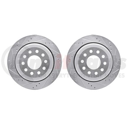 7002-55009 by DYNAMIC FRICTION COMPANY - Brake Rotors - Drilled & Slotted - Silver