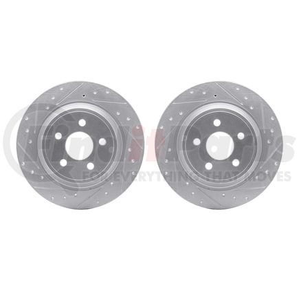 7002-55004 by DYNAMIC FRICTION COMPANY - Brake Rotors - Drilled & Slotted - Silver