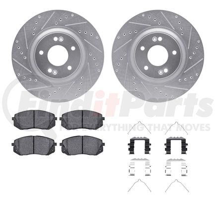 7512-03006 by DYNAMIC FRICTION COMPANY - Rotors-Drilled & Slotted-Silver w/ 5000 Advanced Brake Pads Incl Hdw