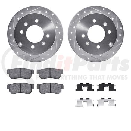 7512-03013 by DYNAMIC FRICTION COMPANY - Rotors-Drilled & Slotted-Silver w/ 5000 Advanced Brake Pads Incl Hdw