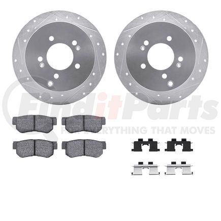 7512-03021 by DYNAMIC FRICTION COMPANY - Brake Rotor - Dimpled & Slotted - Silver w/5000 Brake Pads & HW Kit