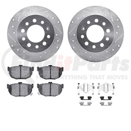 7512-03025 by DYNAMIC FRICTION COMPANY - Rotors-Drilled & Slotted-Silver w/ 5000 Advanced Brake Pads Incl Hdw