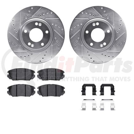 7512-03031 by DYNAMIC FRICTION COMPANY - Rotors-Drilled & Slotted-Silver w/ 5000 Advanced Brake Pads Incl Hdw