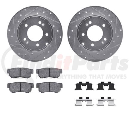 7512-03051 by DYNAMIC FRICTION COMPANY - Rotors-Drilled & Slotted-Silver w/ 5000 Advanced Brake Pads Incl Hdw