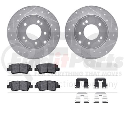 7512-03053 by DYNAMIC FRICTION COMPANY - Rotors-Drilled & Slotted-Silver w/ 5000 Advanced Brake Pads Incl Hdw