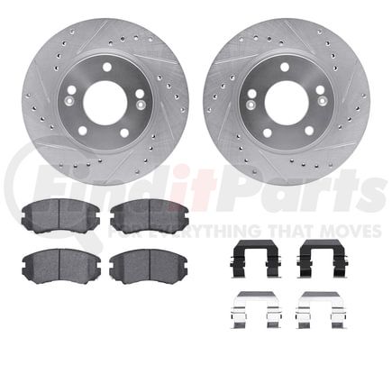 7512-03057 by DYNAMIC FRICTION COMPANY - Rotors-Drilled & Slotted-Silver w/ 5000 Advanced Brake Pads Incl Hdw