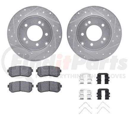 7512-03052 by DYNAMIC FRICTION COMPANY - Rotors-Drilled & Slotted-Silver w/ 5000 Advanced Brake Pads Incl Hdw