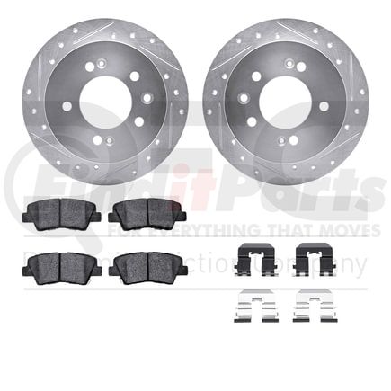 7512-03059 by DYNAMIC FRICTION COMPANY - Rotors-Drilled & Slotted-Silver w/ 5000 Advanced Brake Pads Incl Hdw