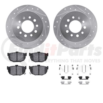 7512-03060 by DYNAMIC FRICTION COMPANY - Rotors-Drilled & Slotted-Silver w/ 5000 Advanced Brake Pads Incl Hdw