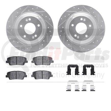 7512-03065 by DYNAMIC FRICTION COMPANY - Rotors-Drilled & Slotted-Silver w/ 5000 Advanced Brake Pads Incl Hdw