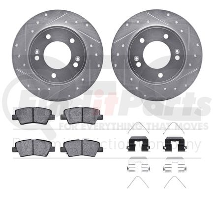 7512-03071 by DYNAMIC FRICTION COMPANY - Rotors-Drilled & Slotted-Silver w/ 5000 Advanced Brake Pads Incl Hdw