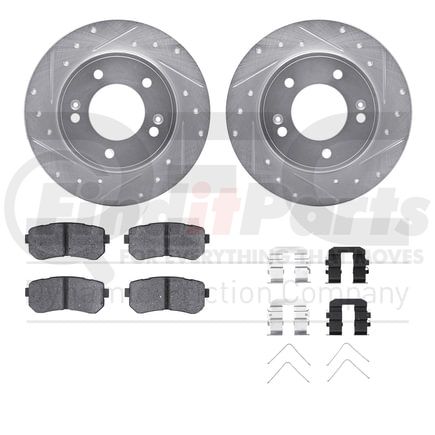 7512-03073 by DYNAMIC FRICTION COMPANY - Rotors-Drilled & Slotted-Silver w/ 5000 Advanced Brake Pads Incl Hdw