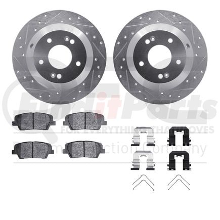 7512-03090 by DYNAMIC FRICTION COMPANY - Brake Rotor - Dimpled & Slotted - Silver w/5000 Brake Pads & HW Kit