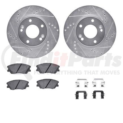 7512-03103 by DYNAMIC FRICTION COMPANY - Rotors-Drilled & Slotted-Silver w/ 5000 Advanced Brake Pads Incl Hdw