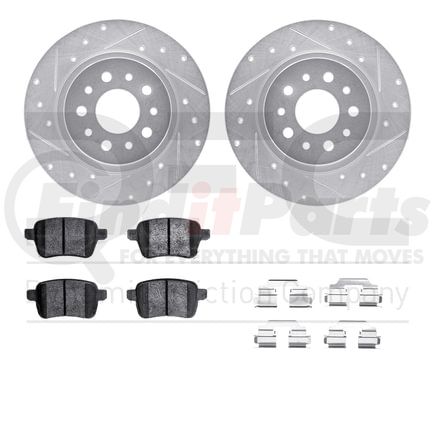 7512-07003 by DYNAMIC FRICTION COMPANY - Rotors-Drilled & Slotted-Silver w/ 5000 Advanced Brake Pads Incl Hdw