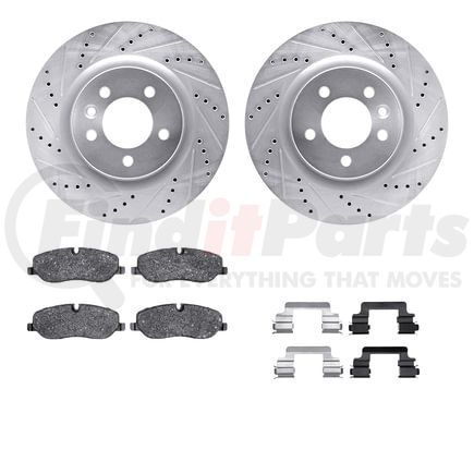 7512-11012 by DYNAMIC FRICTION COMPANY - Brake Rotor - Drilled & Slotted - Silver w/5000 Brake Pads & HW Kit