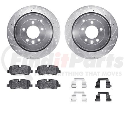 7512-11015 by DYNAMIC FRICTION COMPANY - Brake Rotor - Drilled & Slotted - Silver w/5000 Brake Pads & HW Kit