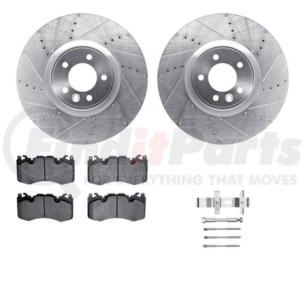 7512-11022 by DYNAMIC FRICTION COMPANY - Brake Rotor - Drilled & Slotted - Silver w/5000 Brake Pads & HW Kit